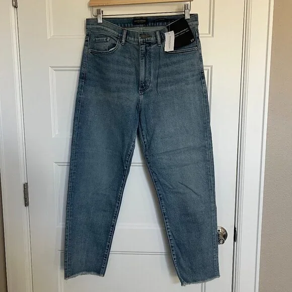NWT Banana Republic High Rise Straight Ankle Jeans Raw Hem Medium Wash Size 29 - Picture 2 of 5